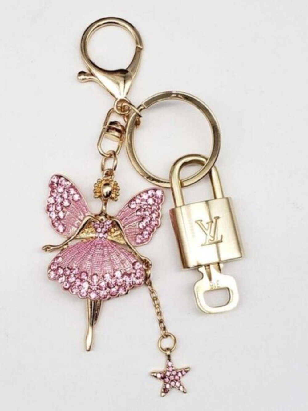 LV Gold Padlock & Key 🔒 Authentic Louis Vuitton Bag Unbranded Fairy Charm - Picture 3 of 7